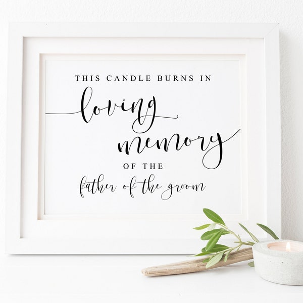 This Candle Burns In Loving Memory Wedding Sign-In Loving Memory Wedding Sign-In Loving Memory Sign-Memory Table Sign-Wedding Memorial Sign