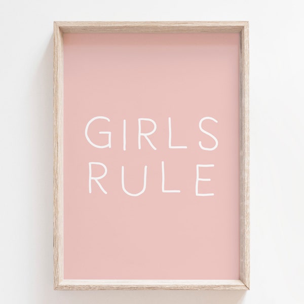 Girls Rule Printable. Girls Room Decor. Girls Rule Poster. Girls Room Wall Art. Nursery Wall Art. Wall Art Prints. Printable Wall Art. Print