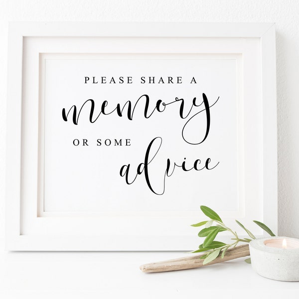 Please Share A Memory-Memory Frame Wedding-Wedding Advice-Share A Memory-Guestbook Sign-Wedding Guestbook-Wedding Signs-Wedding Printables