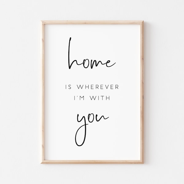 Home Is Wherever I'm With You Printable. Home Sweet Home Print. Home Sign. Quote Printable. Home Decor. Farmhouse Sign. Printable Art. Signs