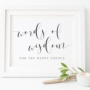 Words Of Wisdom For The Happy Couple Sign-Wedding Advice-Words Of Wisdom Sign-Newlyweds Advice-Words Of Wisdom Sign-Guestbook sign