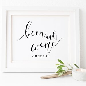 Beer and Wine Sign. Wedding Bar Sign. Open Bar. Wedding Decor. Wedding Signs. Wedding Prints. Wedding Printable. Instant Download. Bar Sign