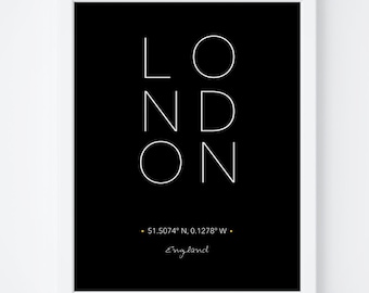 London Print, London Poster, Wall Art, London Wall Art, Home Decor, Travel Prints, Modern Art, City Poster, Printable Art, Typography Print