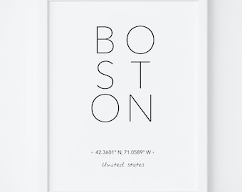 Boston Print, Boston Poster, Wall Art, Boston Poster, Boston Imprimable, Scandinave, Typographie art,Affiche de voyage,Wall Art,Voyage imprimable