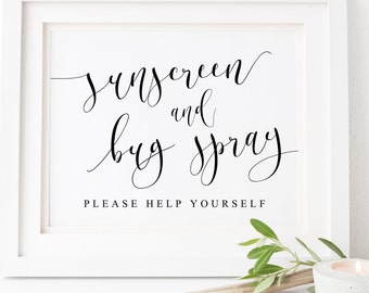 Sunscreen And Bug Spray Sign-Insect Repellent Sign-Outdoor Wedding Sign-Bug Spray Sign-Garden Wedding Sign-Summer Wedding-Wedding Reception.