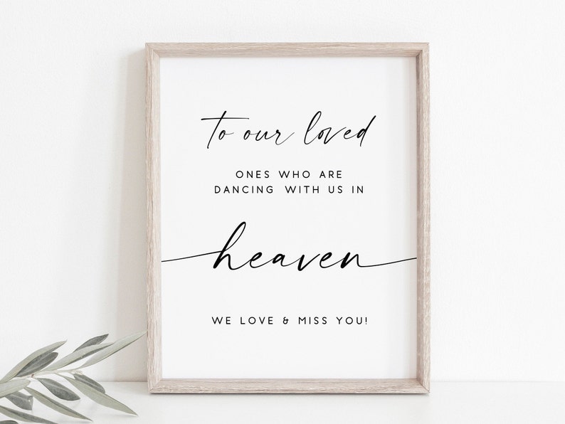 Wedding Heaven Sign. In Loving Memory Sign. Wedding Sign.Wedding Memory Sign. Wedding Memorial Sign. Heaven Memorial Sign. Memory Table Sign 