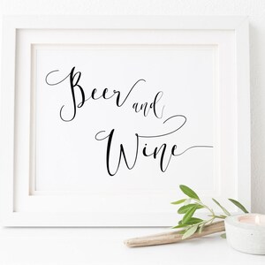 Beer and Wine Sign, Wedding Bar Sign, Open Bar, Wedding Decor, Wedding Signs, Weddign Prints, Wedding Printable, Instant Download,Bar Sign