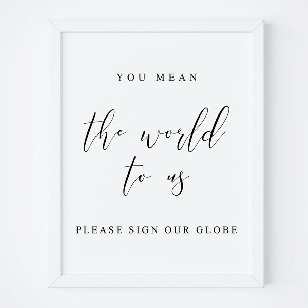 You Mean The World To Us Please Sign Our Globe-Please Sign Our Globe-Guest Book Sign-Please Sign Our Map-Reception Sign-Globe GuestBook