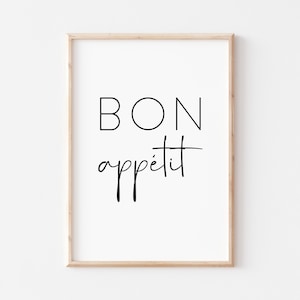 Bon Appétit Print. Bon Appétit Sign. Bon Appétit Poster. Kitchen Sign. Kitchen Quote Print. Kitchen Wall Art. Printable Wall Art. Wall Art.