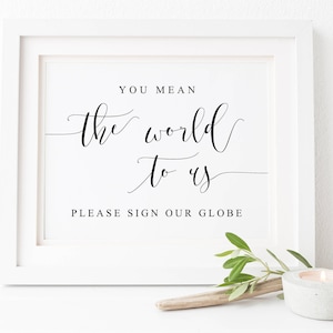 You Mean The World To Us Please Sign Our Globe-Please Sign Our Globe-Guest Book Sign-Please Sign Our Map-Reception Sign-Globe GuestBook
