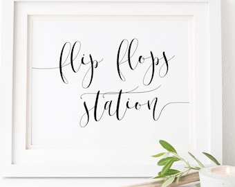 Flip Flops Station Sign-Flip Flops Sign-Dancing Shoes Sign-Wedding Signs-Wedding Dancing Shoes -Wedding Signage-Wedding Flip Flops Sign.Sign