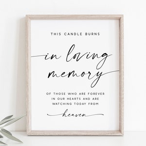 This Candle Burns In Loving Memory Wedding Sign-In Loving Memory Wedding Sign-In Loving Memory Sign-Memory Table Sign-Wedding Memorial Sign