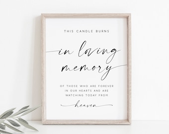 This Candle Burns In Loving Memory Wedding Sign-In Loving Memory Wedding Sign-In Loving Memory Sign-Memory Table Sign-Wedding Memorial Sign