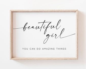 Beautiful Girl You Can Do Amazing Things Printable. Girl Nursery Wall Art. Nursery Decor. Girls Room Decor. Baby Shower Gift. Printable Art.