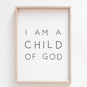 Soy un hijo de Dios imprimible. Impresiones de versículos bíblicos. Decoración de la pared del vivero. Impresión de cotización de guardería. Impresiones cristianas. Impresiones de carteles. Arte imprimible.
