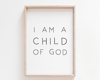 Sono un figlio di Dio stampabile. Stampe di versetti della Bibbia. Decorazione da parete per la cameretta dei bambini. Stampa di citazione della scuola materna. Stampe cristiane. Stampe di poster. Arte stampabile.