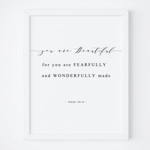 Bibel-Vers-Druck, druckbare Bibel-Vers, Psalm 139:14, Bibel-Vers-Druck, Bibel-Wand-Kunst, druckbare Kunst, Schlafzimmer Dekor, Schrift Druck