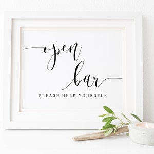 Open Bar Sign-Please Help Yourself Sign-Wedding Bar Sign-Wedding Open Bar-Drinks Sign-Open Bar Sign For Wedding-Beverage Bar Sign.