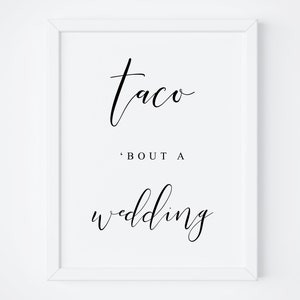Taco over een bruiloftsteken. Taco Bar-teken. Fiesta bruiloft teken. Taco-teken. Bruiloft Voedsel Teken. Bruiloft teken. Taco Partij Teken. Mexicaans eten teken