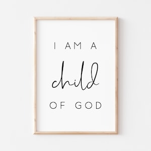 Soy un hijo de Dios para imprimir. Versículos bíblicos para imprimir. Decoración de pared para guardería. Citas para guardería. Impresiones cristianas. Pósteres para imprimir. Arte imprimible.