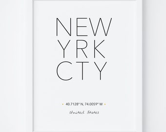New York Print, New York Poster, Wall Art, NYC City Poster, NYC Print, New York City Print, New York Printable, Scandinavian, Typography art