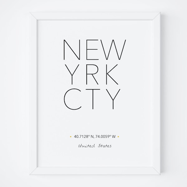 New York Print, New York Poster, Wall Art, NYC City Poster, NYC Print, New York City Print, New York Printable, Scandinavian, Typography art