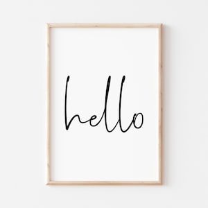 Hello Printable Art. Hello Sign. Quote Prints. Home Wall Art. Hello Wall Art. Typography Print. Hello Poster. Inspirational Prints. Signs.