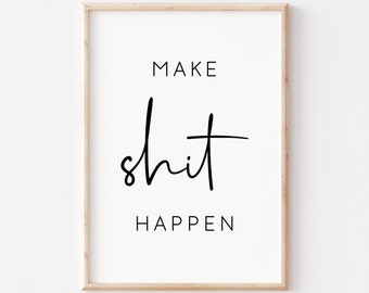 funny toiletwcbathroomguest bathroom print Shit Happens digital quote printable instant download file funny bathroom wall decor