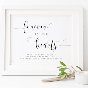Forever In Our Hearts Sign-In Loving Memory Sign-Memory Table Sign-Wedding Signs-Wedding Printable Sign-Table Sign-Wedding Memorial Sign