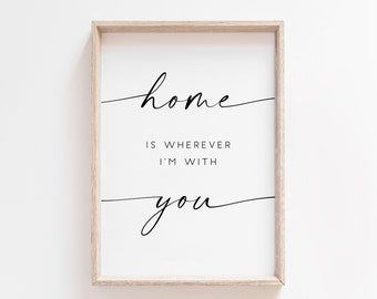 Home Is Wherever I'm With You Printable. Home Sweet Home Print. Home Sign. Quote Printable. Home Decor. Farmhouse Sign. Printable Art. Signs