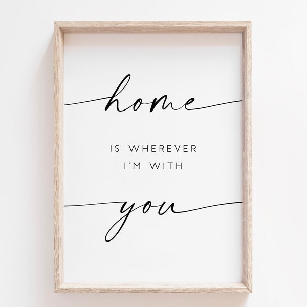 Home Is Wherever I'm With You Printable. Home Sweet Home Print. Home Sign. Quote Printable. Home Decor. Farmhouse Sign. Printable Art. Signs