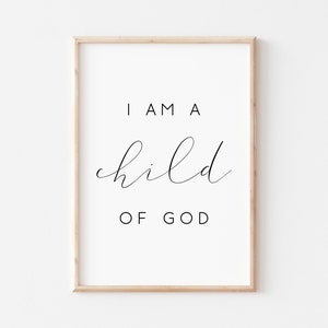 Soy un hijo de Dios para imprimir. Versículos bíblicos para imprimir. Decoración de pared para guardería. Citas para guardería. Impresiones cristianas. Pósteres para imprimir. Arte imprimible.