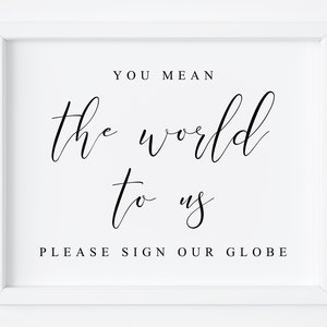 You Mean The World To Us Please Sign Our Globe-Please Sign Our Globe-Guest Book Sign-Please Sign Our Map-Reception Sign-Globe GuestBook