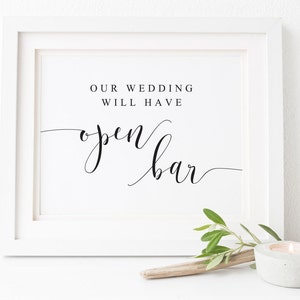 Wedding Open Bar Sign,Open Bar, Wedding Reception,Wedding Signs, Wedding Printables,Wedding Prints,Open Bar Sign,Bar Sign,Reception Sign