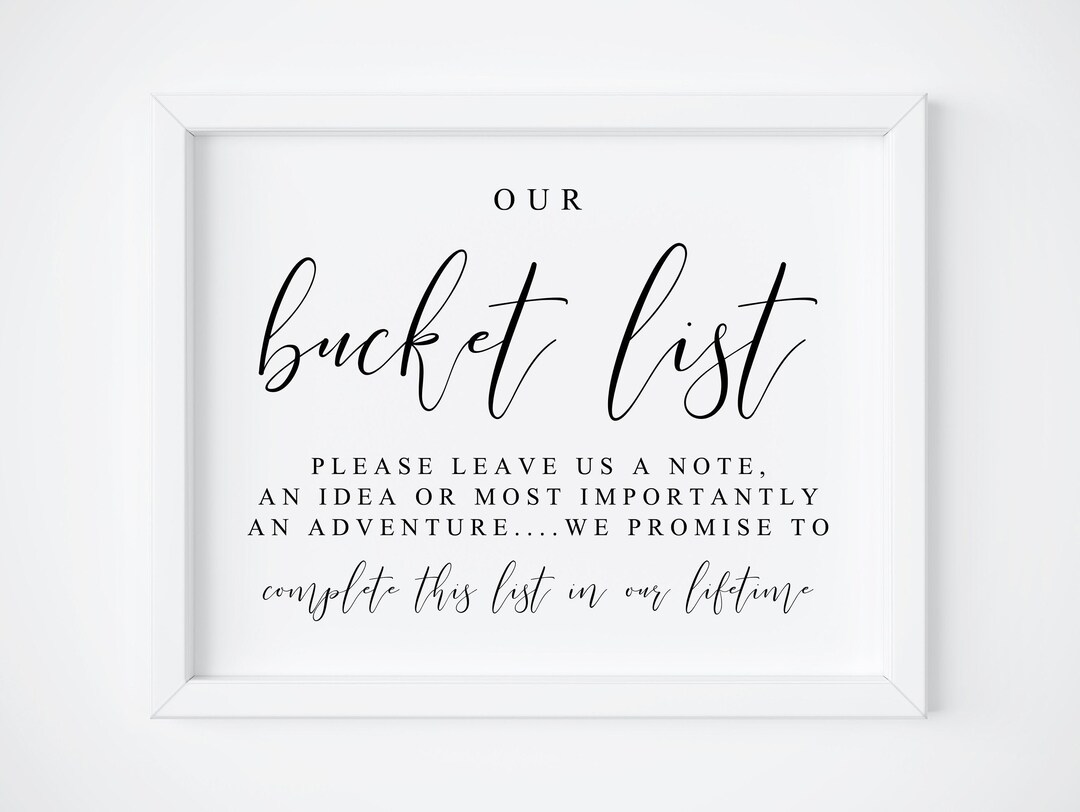 Bucket List Wedding Signbucket List Signnewlyweds Signwedding Signs