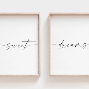 Sweet Dreams Printable. Bedroom Wall Art. Set Of 2 Prints. Sweet Dreams Poster. Above Bed Print. Typography Poster. Printable Art. Wall Art.