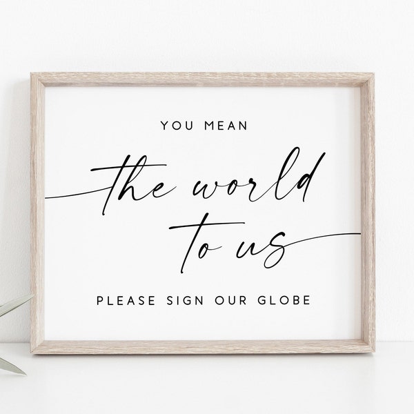 You Mean The World To Us Please Sign Our Globe-Please Sign Our Globe-Guest Book Sign-Please Sign Our Map-Reception Sign-Globe GuestBook