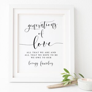 Generations Of Love Wedding Sign-Generations Of Love Printable-Wedding Signs-Wedding Printables-Wedding Signage-Wedding Reception
