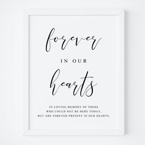Forever In Our Hearts Sign-In Loving Memory Sign-Memory Table Sign-Wedding Signs-Wedding Printable Sign-Table Sign-Wedding Memorial Sign