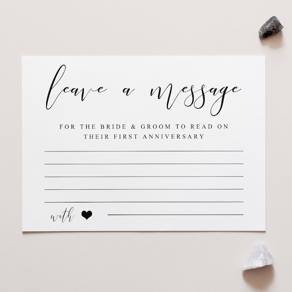 Leave a Message to Read on Our First Anniversary Sign.Advice Cards.The Bride And Groom Cards.Words of Wisdom.Wedding Message Cards.Printable