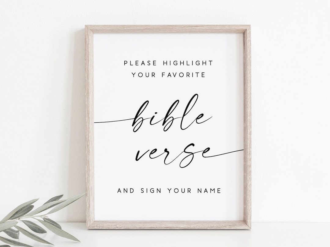 Please Highlight Your Favorite Bible Verse Sign. Wedding Bible Verse ...