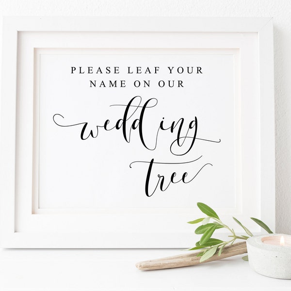 Please Leaf Your Name On Our Wedding Tree-Fingerprint Guest Tree Sign-Guest Book Sign-Wedding Tree Sign-Wedding Guest Tree Sign