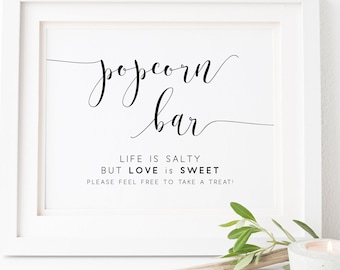 Popcorn Bar teken-Popcorn gunsten-bruiloft Popcorn Bar-bruiloft printables-bruiloft teken-Popcorn tekenen-bruiloft zingen afdrukbare-bruiloft tafel tekenen