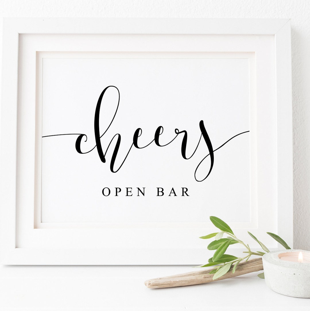 Cheers Sign-wedding Cheers Sign-cheer Printable-open Bar Sign-bar Sign ...
