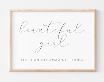 Beautiful Girl You Can Do Amazing Things Printable. Girl Nursery Wall Art. Nursery Decor. Girls Room Decor. Baby Shower Gift. Printable Art.