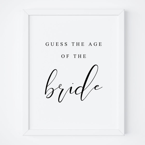 Guess The Age Of The Bride Sign.How Old Was the Bride To Be Sign.Guess Bride Age Game Sign.Wedding Signs.Bridal Shower Party Sign.Signs.