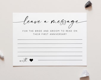 Leave a Message to Read on Our First Anniversary Sign.Advice Cards.The Bride And Groom Cards.Words of Wisdom.Wedding Message Cards.Printable