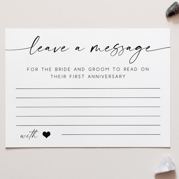 Leave a Message to Read on Our First Anniversary Sign.Advice Cards.The Bride And Groom Cards.Words of Wisdom.Wedding Message Cards.Printable
