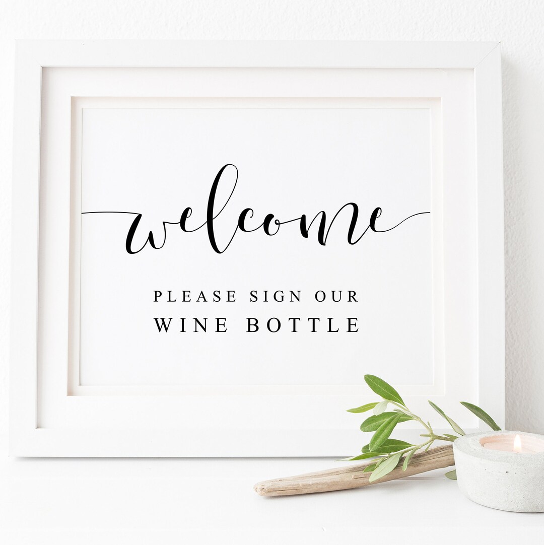 Welcome Please Sign Our Wine Bottle-guest Bottle Sign-wine Bottle Guestbook Sign-wedding Signs ...
