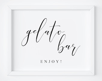 Letrero de barra de helado de boda-Signo de despedida de soltera-Signo de mesa de postres-Signo de helado de boda-Signo de mesa de helado-Signos de boda-Gelato imprimible.
